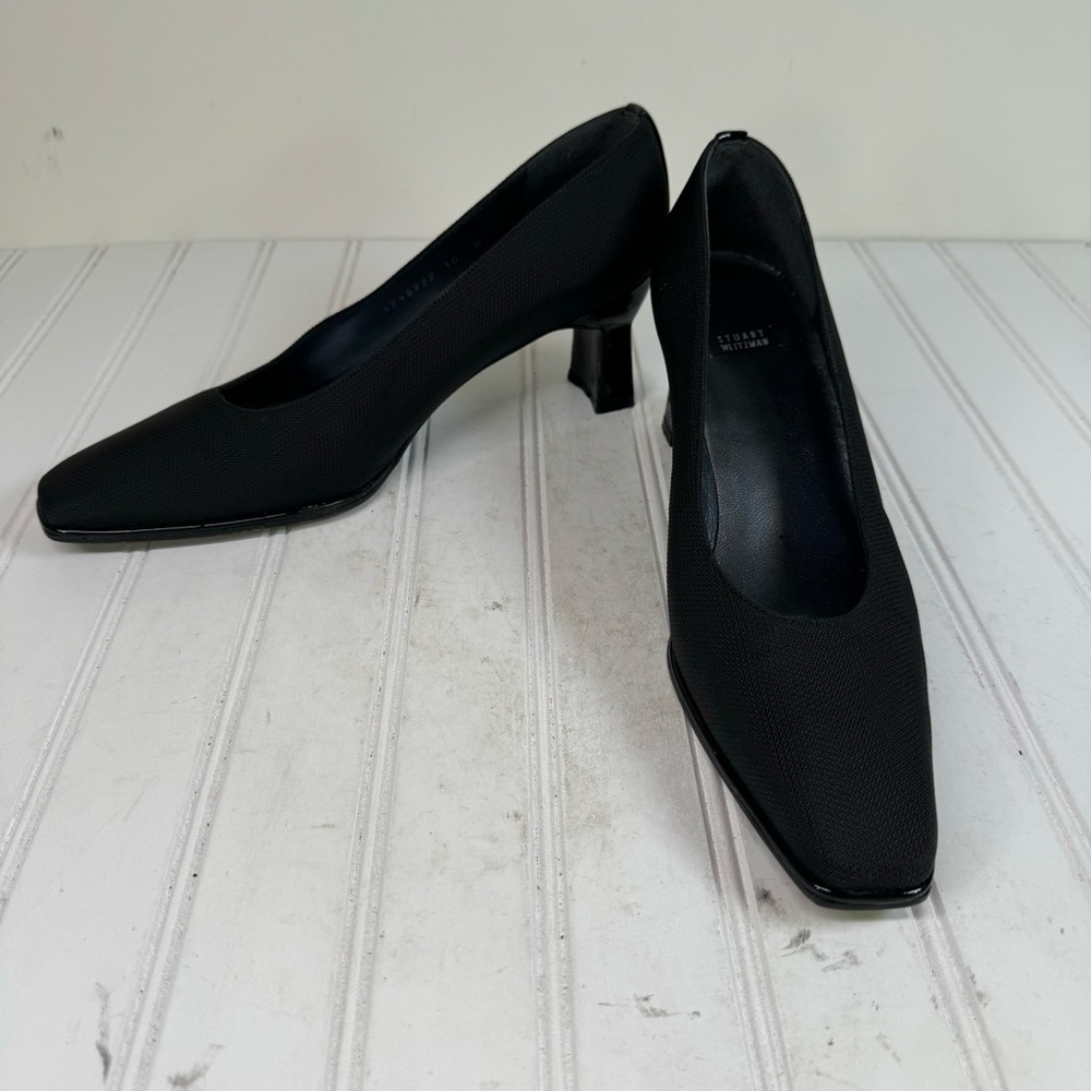 Stuart Weitzman Black Fabric Block Heeled Pumps - image 4